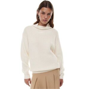 Aritzia Wilfred Montpellier Merino Wool Turtleneck Sweater in Light Burch Sz XS